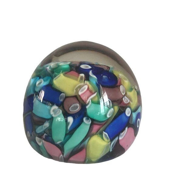 Vintage Murano Glass Confetti Paperweight Fratelli Taso Millefiori Small Multi C - Picture 3 of 10